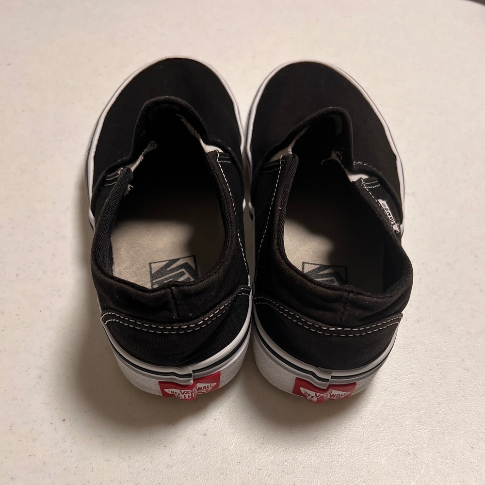 Vans Classic Slip-On Sneaker Women 8.5 Black White Canvas Sneakers Skater - Picture 11 of 11